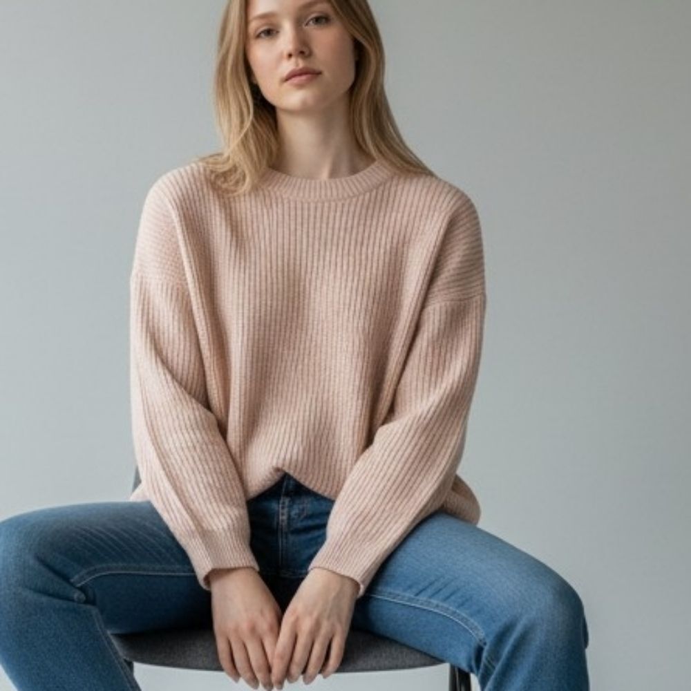 Bilan J Cotton Blush Rose Pink Sweater